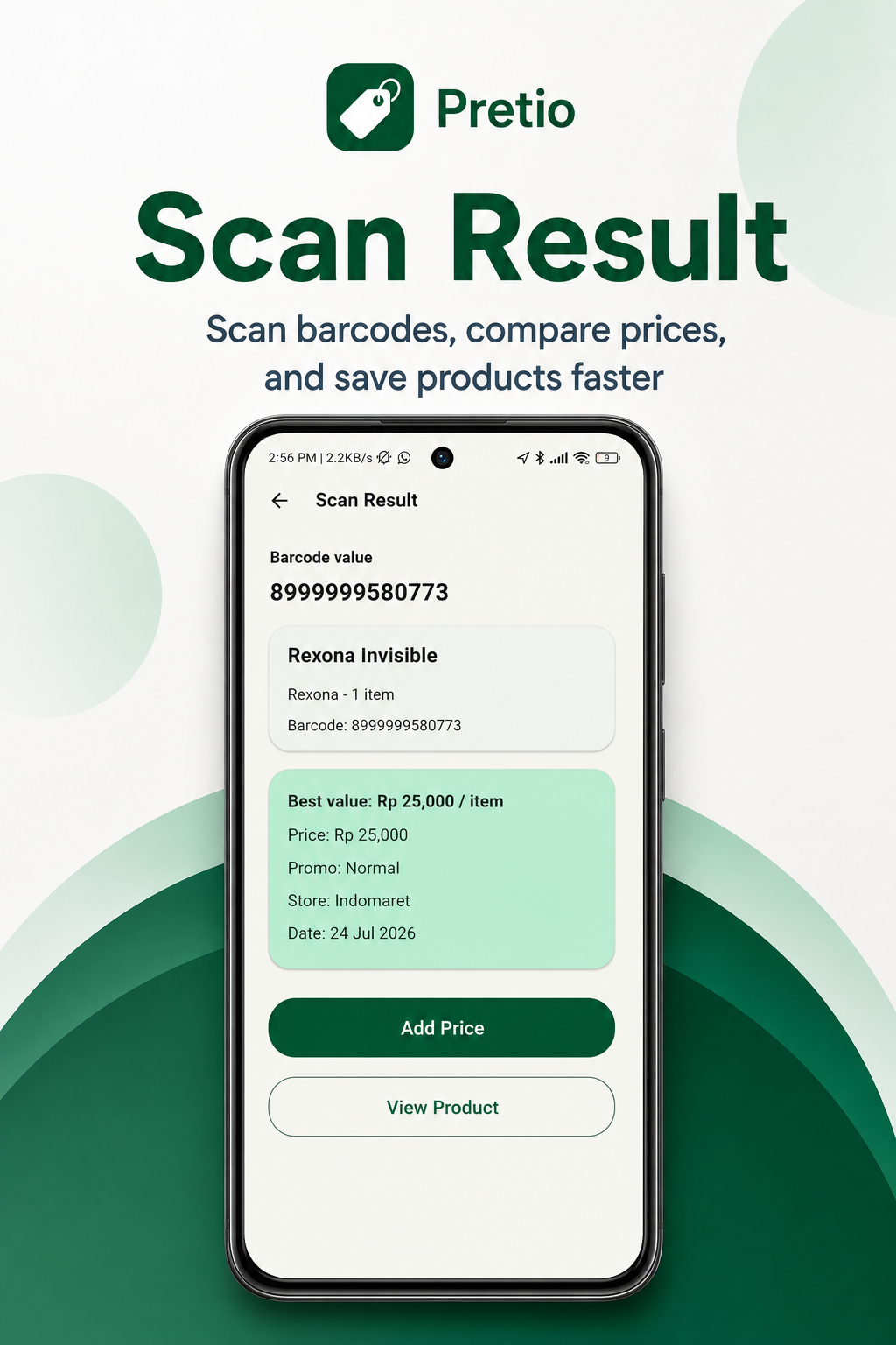 Pretio Scan screen