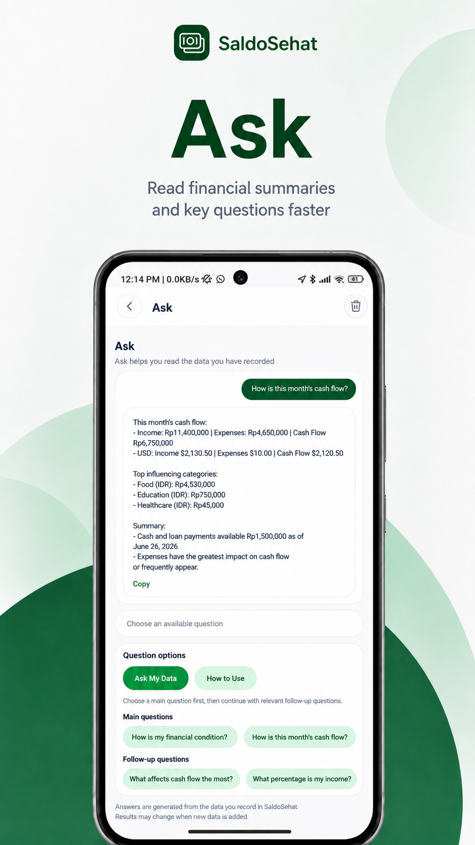 SaldoSehat Ask screen